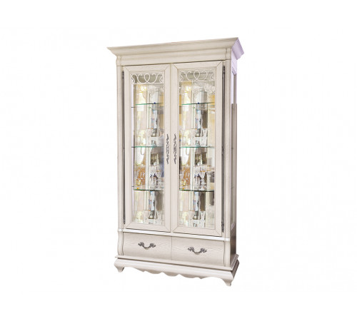 Шкаф с витриной Оскар ММ-210-02 (белая эмаль+пт)